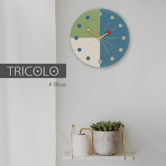 手作りの壁掛け時計　MUU CLOCK TRICOLO (BLUE) デザイン時計　インテリア 8枚目の画像