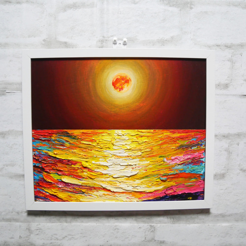 油絵 絵画 オレンジの月【四切木製】 油絵 絵画 オレンジの月【四切木製】 絵画 HR 通販 13536984