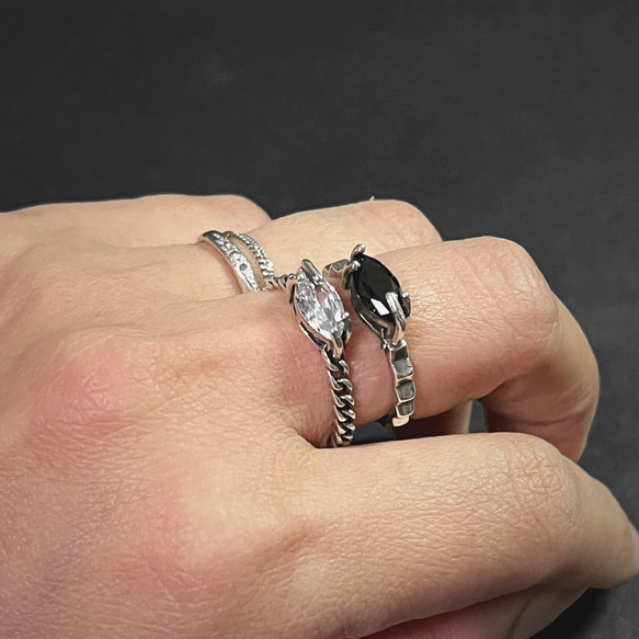 シルバー925 ダブルストーンリング / silver925 double stone ring 2枚目の画像