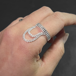 シルバー925 ダブル喜平チェーンリング / silver925 double curb chain ring 3枚目の画像