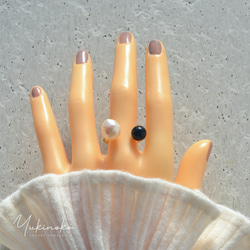 [One of a kind] 稀有天然淡水珍珠巴洛克珍珠和縝瑪瑙開口戒指 SILVER925 K18gp RH002 第3張的照片
