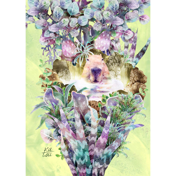 カピバラ」 伊豆シャボテン動物公園 元祖 露天風呂 サボテン イラスト