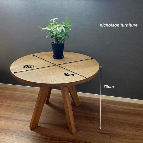 ヴィンテージ風 丸型カフェテーブル 4本脚 ミーティングテーブル