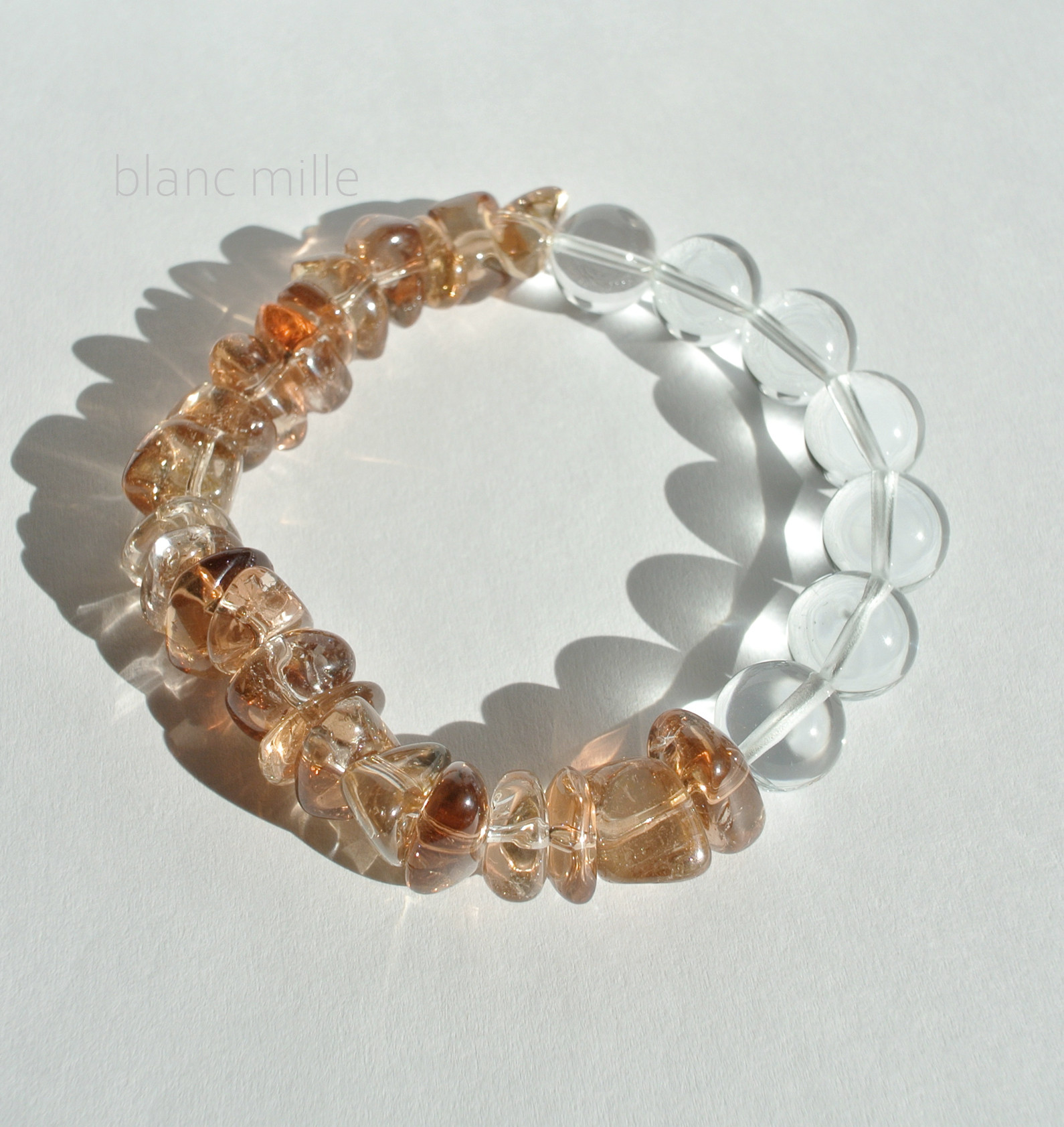 No.1925○*ブラウントパーズさざれ&クリアトパーズ ブレスレット○* 天然石  トパーズ ナチュラル ブレス