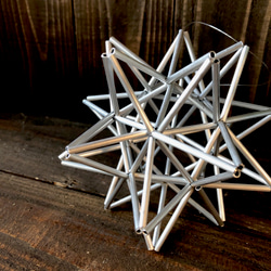 ヒンメリ「太陽　the sun」ミニサイズ星型　野外使用可なアルミ製　幾何学オブジェ　シルバー　クリスマスオーナメント 3枚目の画像