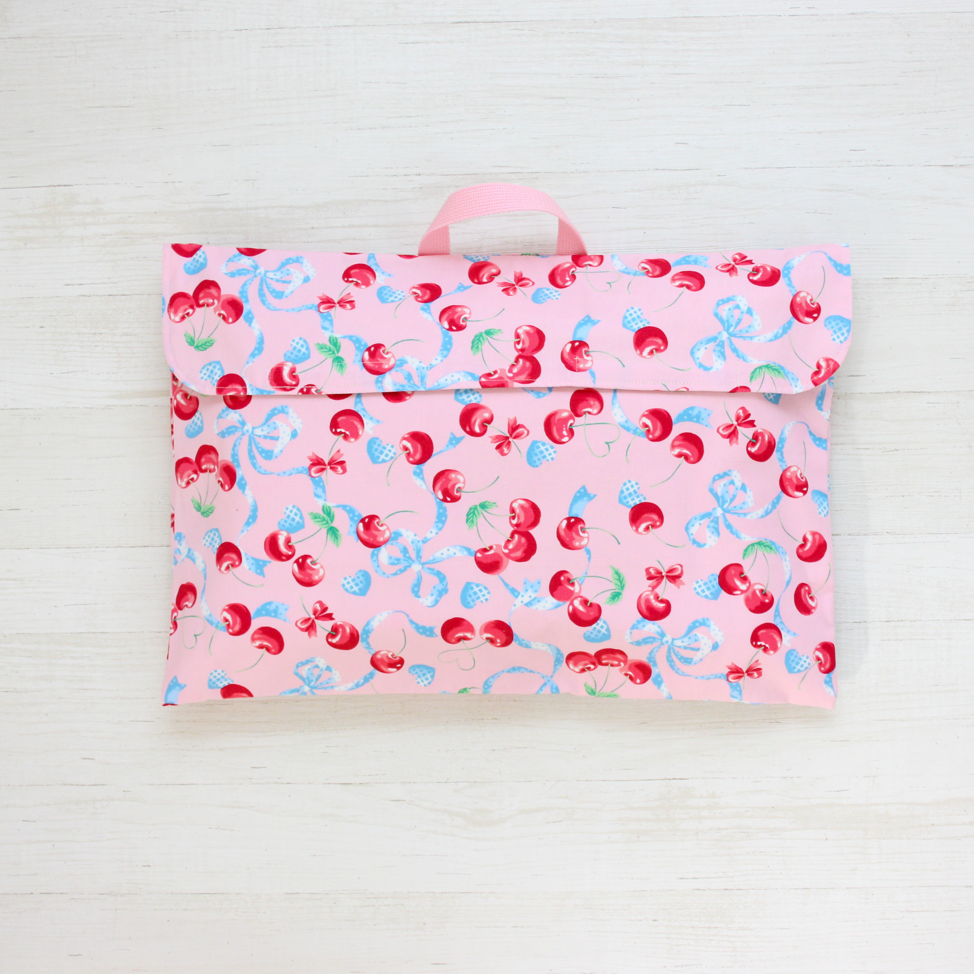 防災頭巾カバー 背もたれあり さくらんぼ 花柄 女子 入学 くすみピンク