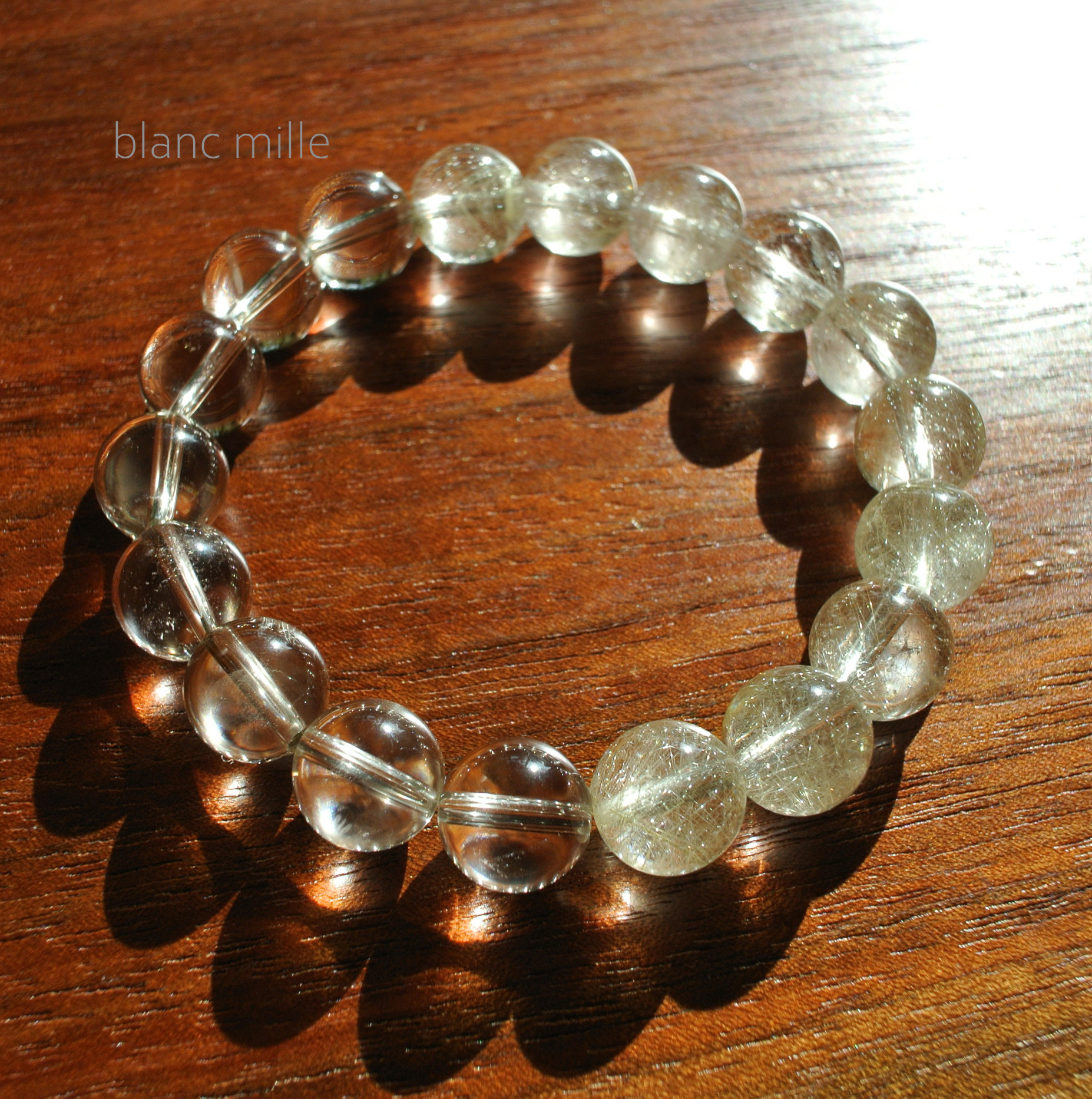 No.1929○*ゴールドルチルクォーツ&群馬県産煙水晶 ブレスレット○*天然石 ルチルクォーツ スモーキークォーツ