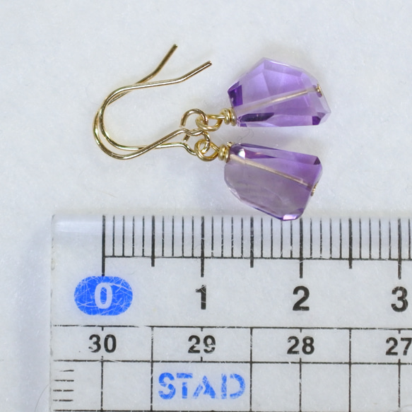 （一件）金鈦耳環，紫水晶 第5張的照片