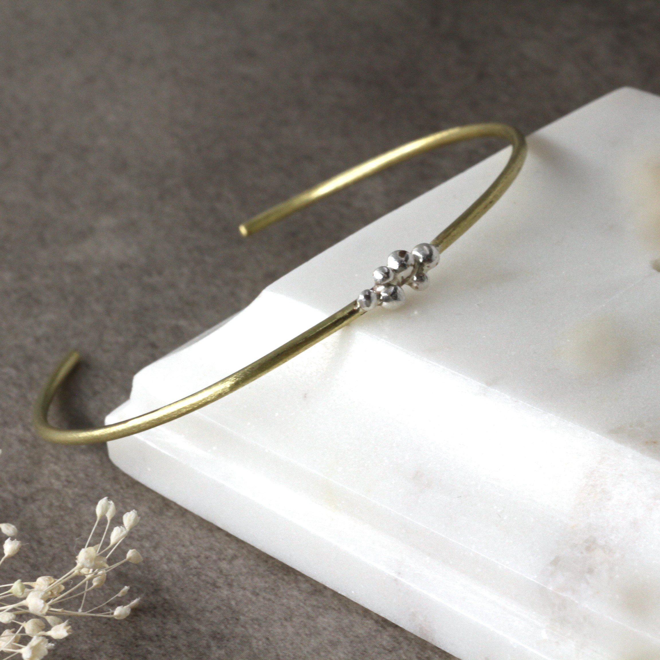 silver grain bangle　真鍮／シルバー