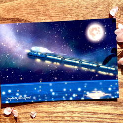 オリジナルイラストのポストカード（銀河鉄道の夜）　１枚 ★プレゼント特典付き★ 1枚目の画像
