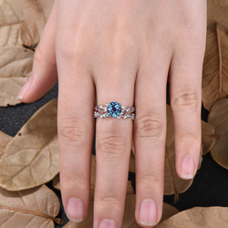 6月の誕生石 アレキサンドライト 婚約指輪 セット 2月の誕生石 アメジスト 結婚指輪 ツル 小枝 枝 リーフリング 6枚目の画像