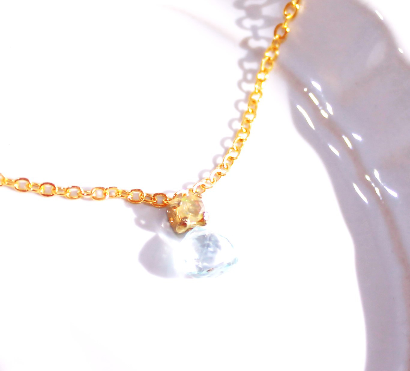 - sizuku - K18gp Opal & Aquamarine Pendant Top