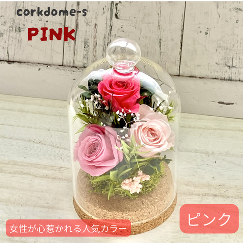 プリザーブドフラワードーム ピンクローズ ピンクローズ:ガラスドームアレンジ ｜ 雑貨 日用品 インテリア ギフト