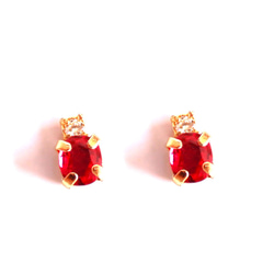 - 苺 - k18+k18gp Ruby & Diamond Earrings/Pierce/Ear-cuff 2枚目の画像