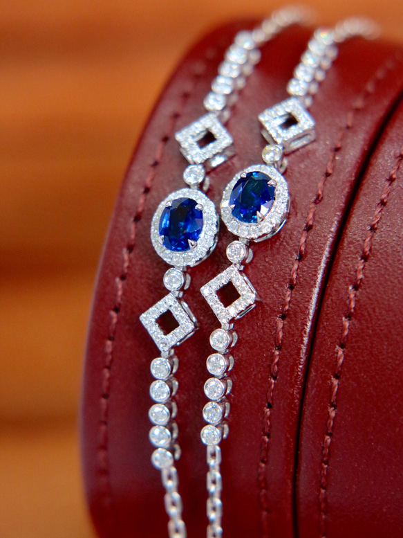 天然ダイヤモンド付きサファイアブレスレットk18 ブレスレット パール  