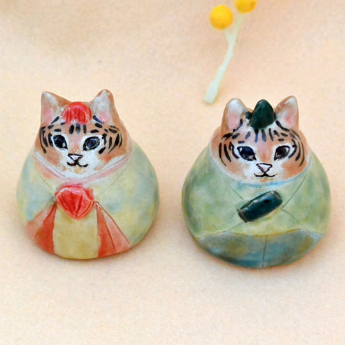 おまとめセール品】猫舎道楽堂本舗 ちりめんひな 二段飾り 箱つき