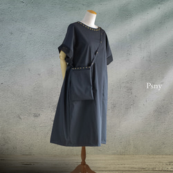 PSNY ジャンパースカート&ワンピース・ブラック ポシェット １枚で決まる服 かぶるだけで決まる 日本製 AP24 1枚目の画像