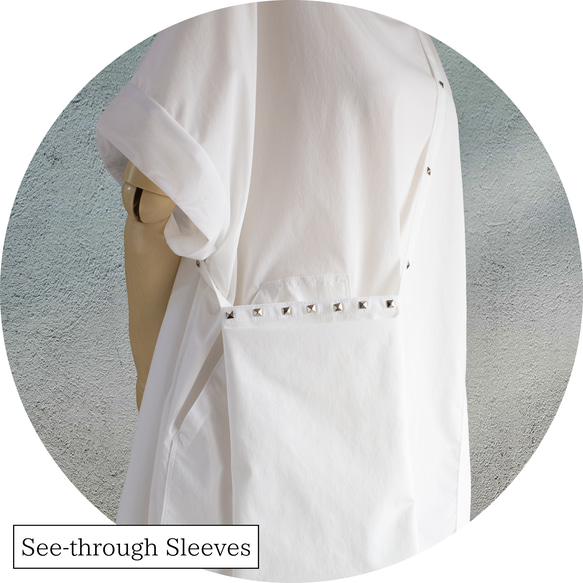 PSNY ジャンパースカート&ワンピース・ホワイト ポシェット １枚で決まる服 かぶるだけで決まる 日本製 AP25 5枚目の画像
