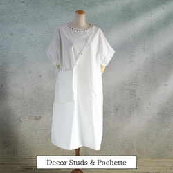 PSNY ジャンパースカート&ワンピース・ホワイト ポシェット １枚で決まる服 かぶるだけで決まる 日本製 AP25 3枚目の画像