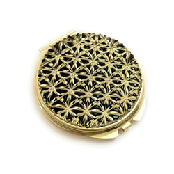 Tokyo Kiriko Compact Mirror Asanoha yGold 黑色 第4張的照片