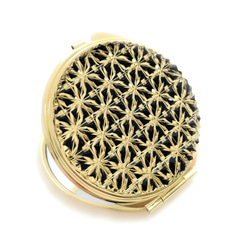 Tokyo Kiriko Compact Mirror Asanoha yGold 黑色 第5張的照片