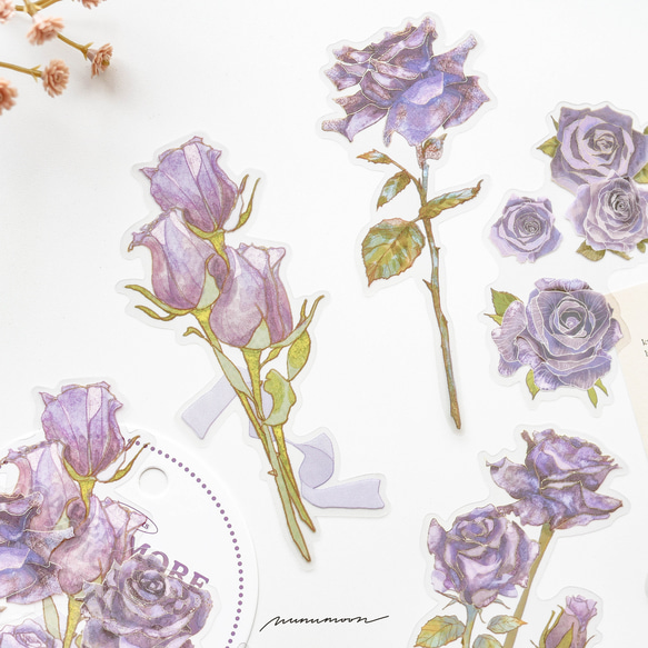 お花のシールセット　10枚　purple romance　[AU391] 1枚目の画像