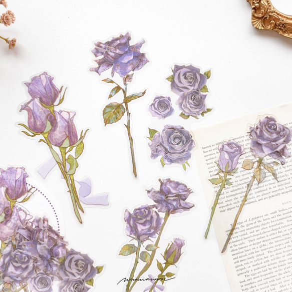 お花のシールセット　10枚　purple romance　[AU391] 4枚目の画像