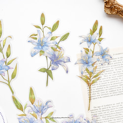 お花のシールセット　10枚　blue memory　[AU392] 1枚目の画像