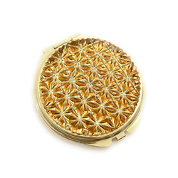 Tokyo Kiriko Compact Mirror Asanoha yGold 琥珀色 第2張的照片