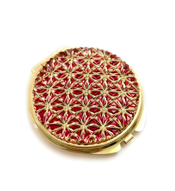 Tokyo Kiriko Compact Mirror Asanoha yGold 金色 紅色 第2張的照片