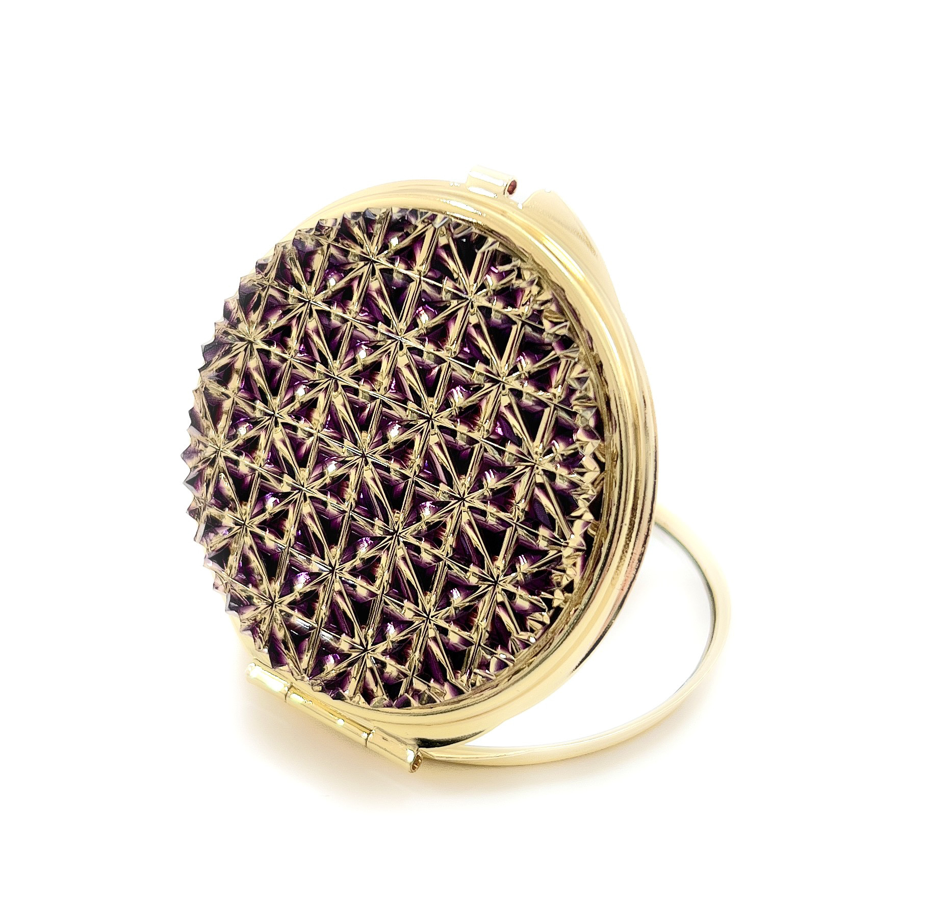 東京切子コンパクトミラー　麻乃葉　yGold  パープル