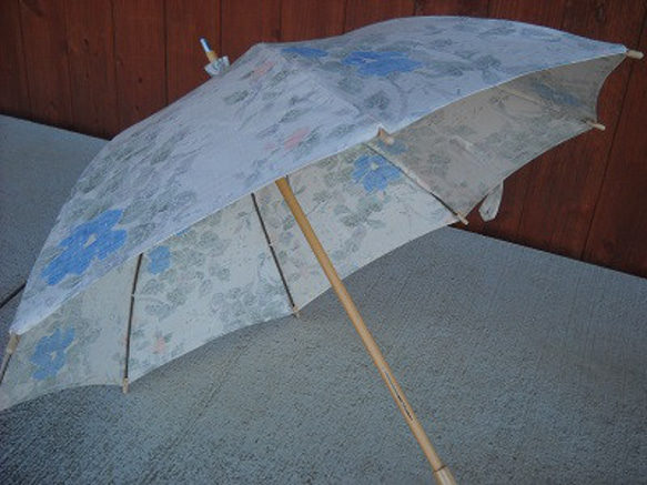 ＊母の日セール＊  越後紬の日傘「ブルーポピー」 8枚目の画像