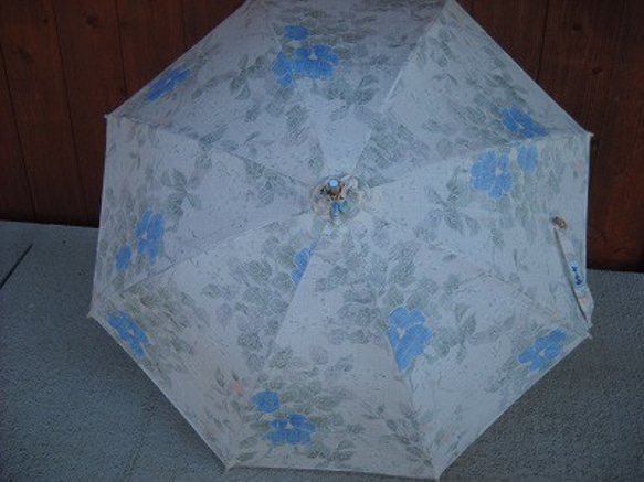 ＊母の日セール＊  越後紬の日傘「ブルーポピー」 6枚目の画像