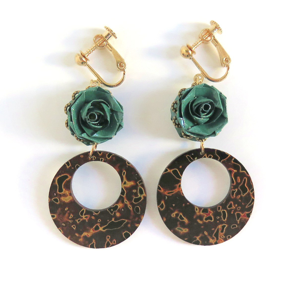 2023新作！歴史上初　ロザフィ×伝統工芸品・津軽塗　コラボピアス・イヤリング(グリーン)