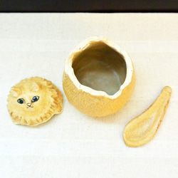 猫のシュガーポット　シュガーキャット　黄色　ねこ・猫　手作り陶芸・陶器　食器・小物入れ・置き物 10枚目の画像