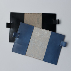 栃木レザー ペイズリー型押し A6 手帳カバーほぼ日手帳カバー 文庫サイズ 本革 ブックカバー 日本製 ブラック 7枚目の画像