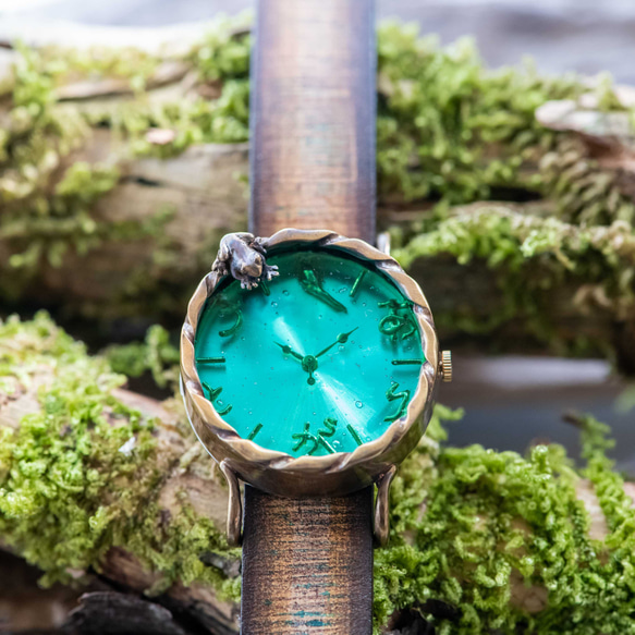 [Creema獨家]蝌蚪腕錶M藍綠從池塘里看著青蛙媽媽～充滿感激～ 第4張的照片
