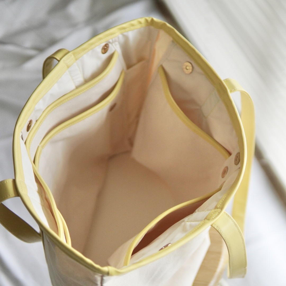 ♡パートナーともシェアできるマザーズbag イエロー♡トートバッグ 帆布バッグ ショルダー