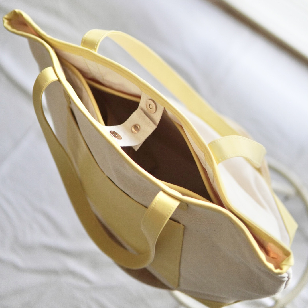 ♡パートナーともシェアできるマザーズbag イエロー♡トートバッグ 帆布バッグ ショルダー
