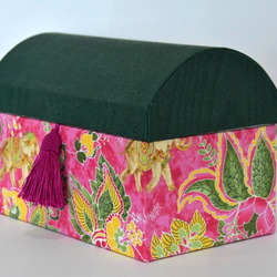 カルトナージュ】カレン族のファブリック使用 3段ジュエリーボックス