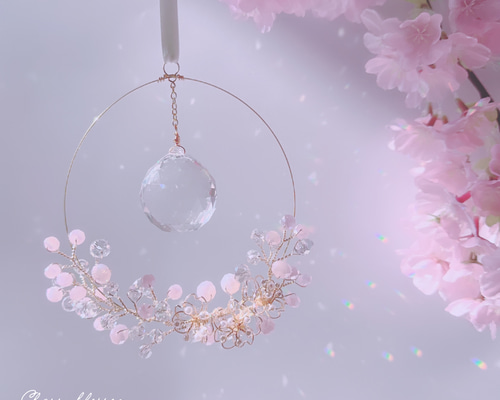 春色のきらめき ✿桜のワイヤークラフト ビジューサンキャッチャー