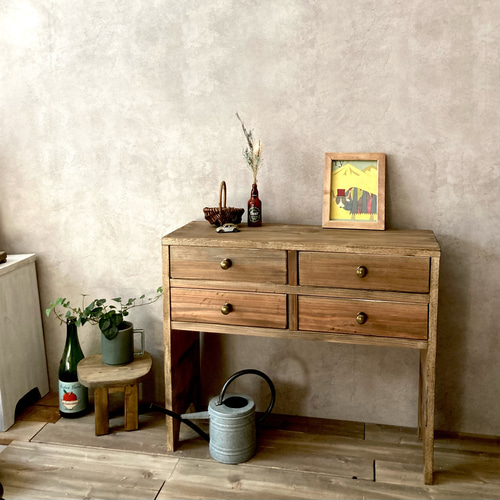 チェスト アンティーク風 ソファーテーブル 幅67四つ脚2段 木製 玄関