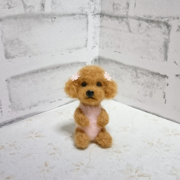 羊毛フェルト 犬 トイプードル〈ダークレッド〉☆ ぬいぐるみ