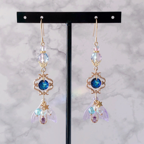 再販】海の宝石 ゆらりん人魚ピアス／イヤリング（バミューダブルー  