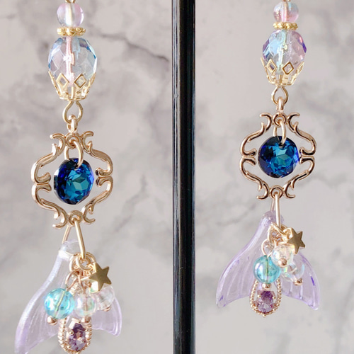 再販】海の宝石 ゆらりん人魚ピアス／イヤリング（バミューダブルー  