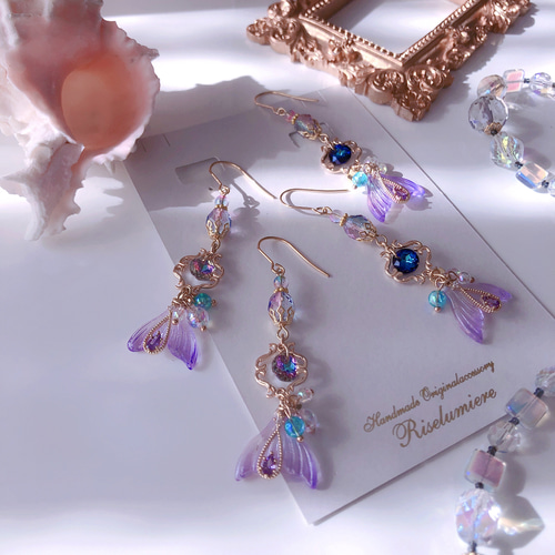 再販】海の宝石 ゆらりん人魚ピアス／イヤリング（バミューダブルー