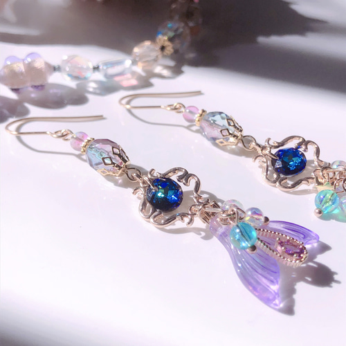 再販】海の宝石 ゆらりん人魚ピアス／イヤリング（バミューダブルー  