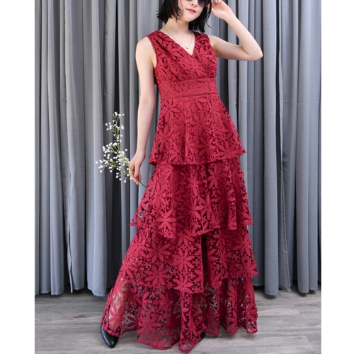 Spicy Summer Dress 総レース 赤ワンピース/オールオンワン Spicy Summer Dress 総レース 赤ワンピース/オールオンワン