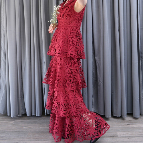 Spicy Summer Dress 総レース 赤ワンピース/オールオンワン Spicy Summer Dress 総レース 赤ワンピース/オールオンワン