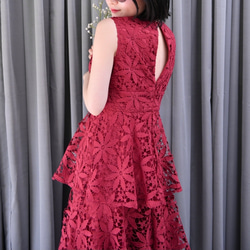Spicy Summer Dress　総レース　赤ワンピース/オールオンワン/ルビー/バーガンディー　裾上げ可 7枚目の画像